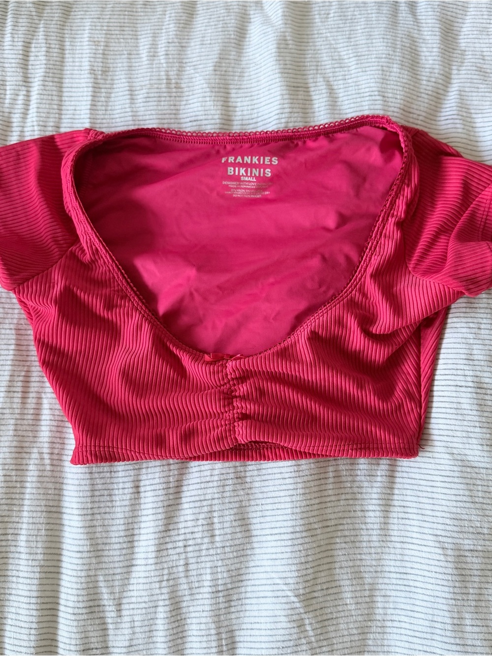 Frankie's Bikinis Red Ribbed Scoop Crop Top